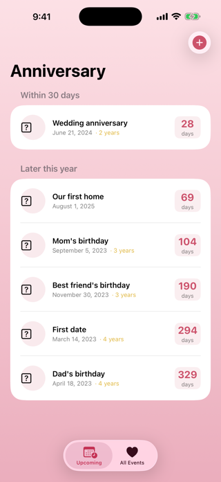 Anniversary Date Reminder Screenshot 1 of 3