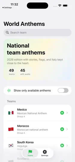 Anthems World iPhone Screenshot 1