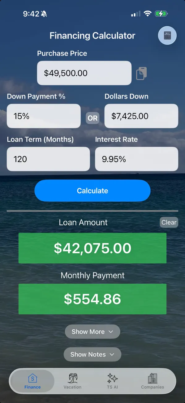 Screenshot #1 pour Timeshare Calculators with AI