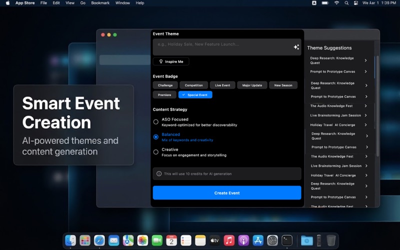 In-App Event Generator AI screenshot
