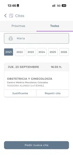 Captura de pantalla de Recoletas Salud en iPhone 6