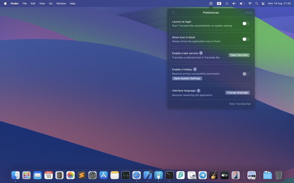#4. Translate Bar (macOS) 由: Andrey Sidorovnin