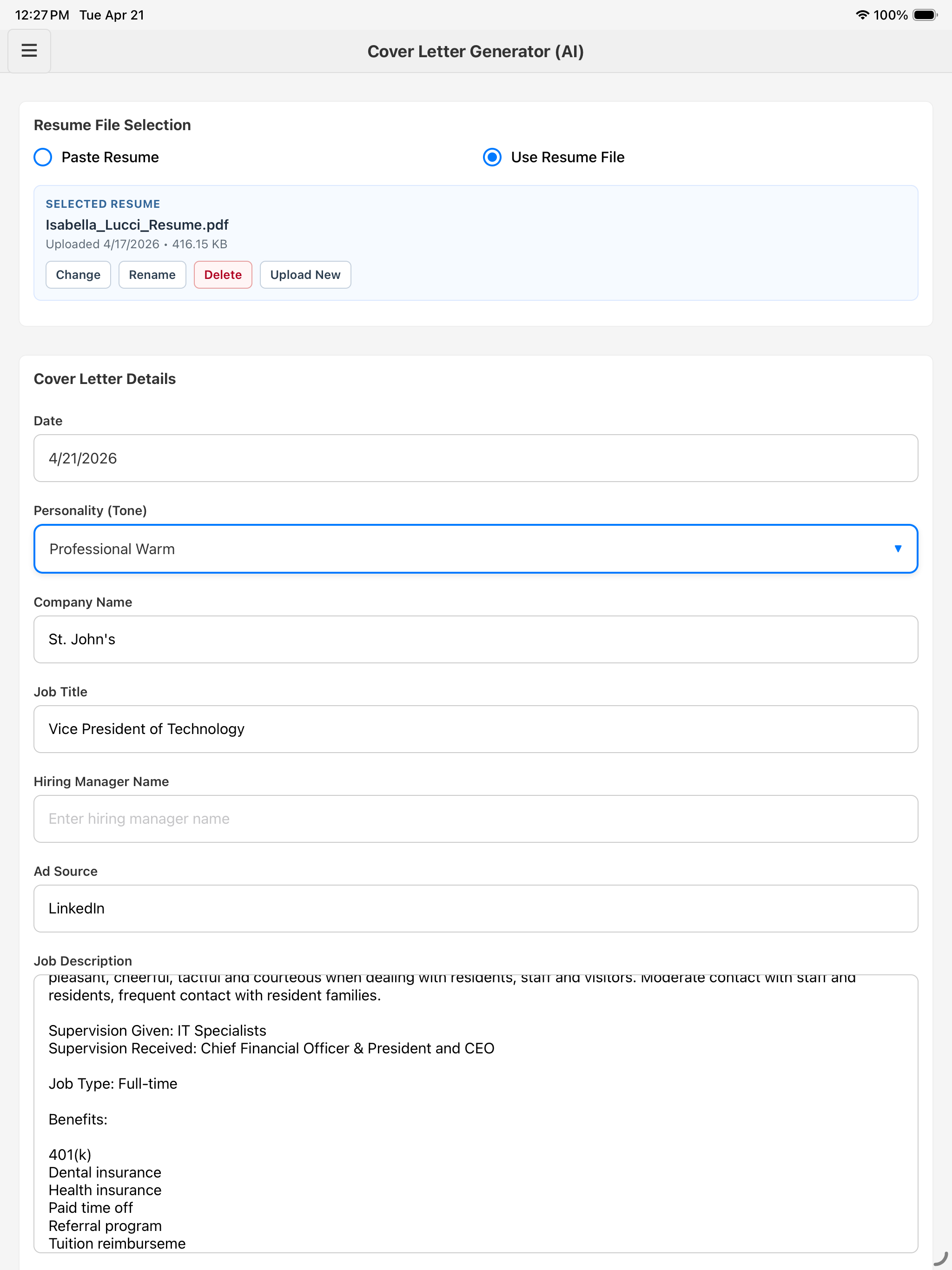 AI Job Cover Letter Generator screenshot 14