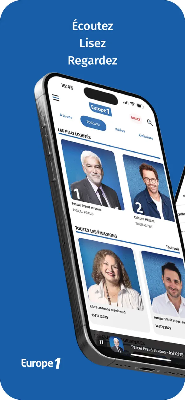 Screenshot #1 pour Europe 1: radio, podcast, actu