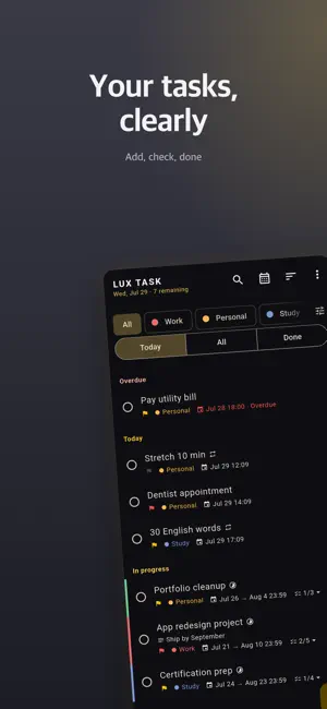 LuxTask - To-Do List & Tasks screenshot 1