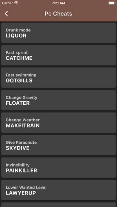 All Cheats codes for GTA V (5) Screenshot