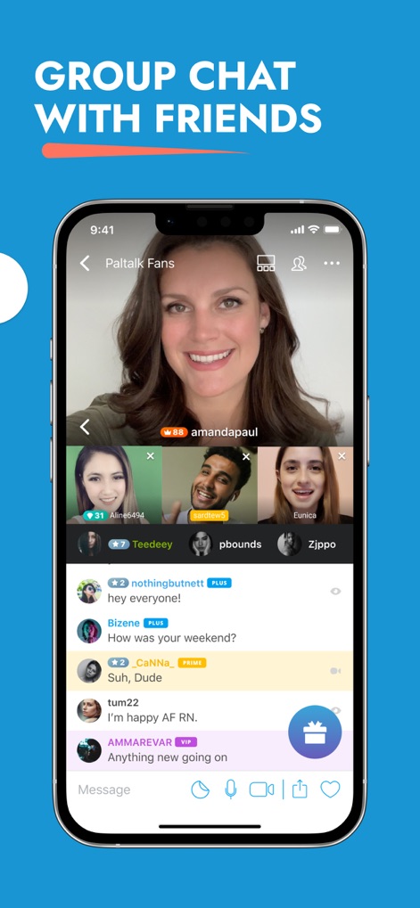 Paltalk: Live Chat Rooms - Plongez dans des "conversations de groupe dynamiques" où la vidéo et le texte coexistent, offrant une expérience riche pour interagir avec des amis.