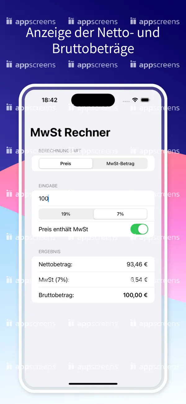 Screenshot #1 pour MwSt Rechner 2