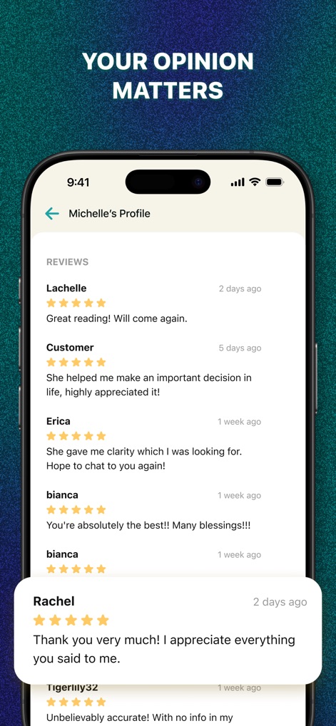 PsychicBook - Psychic Reading - Discover authentic user experiences and build trust through a dedicated section featuring community reviews and star ratings from satisfied clients.