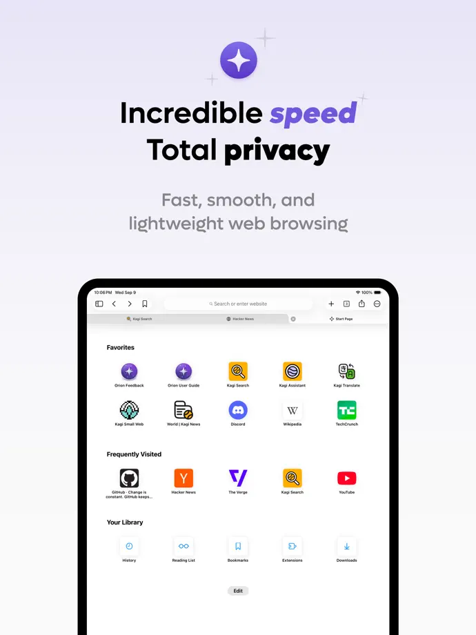 Orion Browser iPad screenshot 1