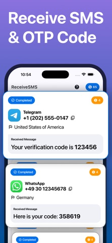 ReceiveSMS: Virtual Number SMS Screenshot 1 of 7