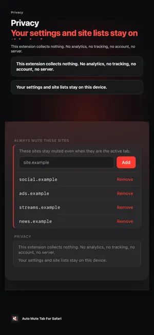 Auto Mute Tab For Safari screenshot 4