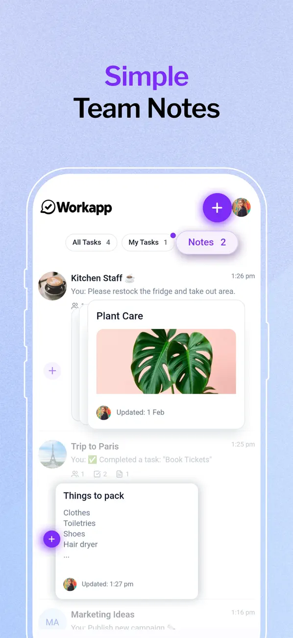 Screenshot #3 pour Workapp: Tasks, Chat & Notes
