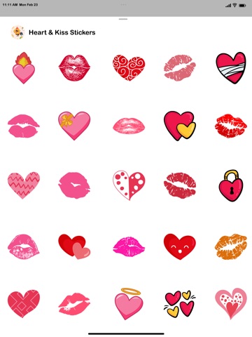 Heart and Kiss Stickers iPad screenshot