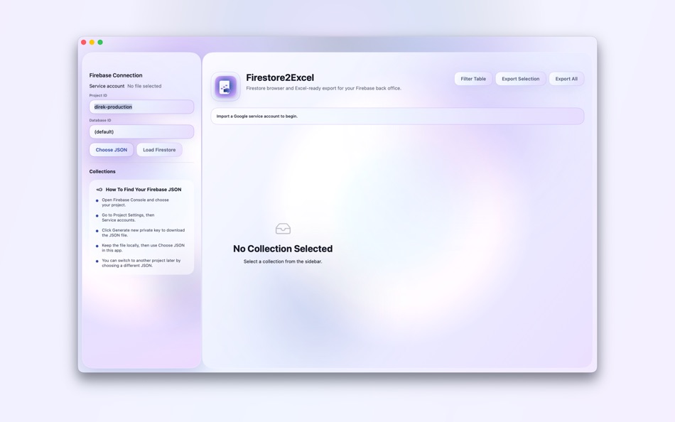 #3. Firestore2Excel (macOS) By: Bernard Paulet