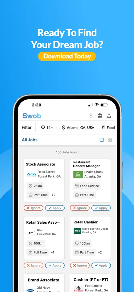 Swob - Job Search App - Business App | MWM