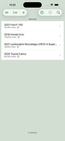 Vehicle Service Tracker app screenshot