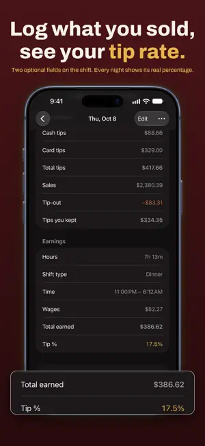 TipBud Tip Tracker for Servers screenshot 2
