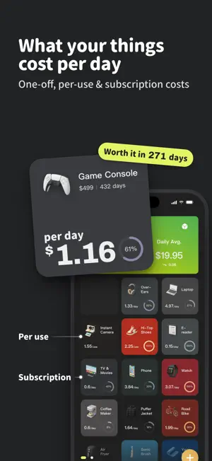 Coday: Cost Per Use Tracker screenshot 1