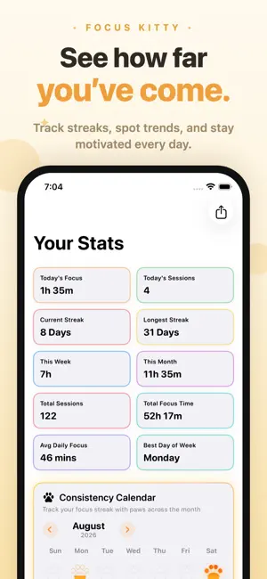 Focus Kitty: Pomodoro Timer screenshot 4