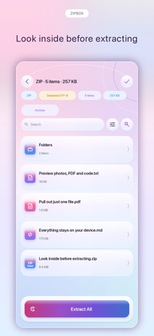 Zipbox: Unzip RAR, ZIP & 7z Screenshot 3 of 6
