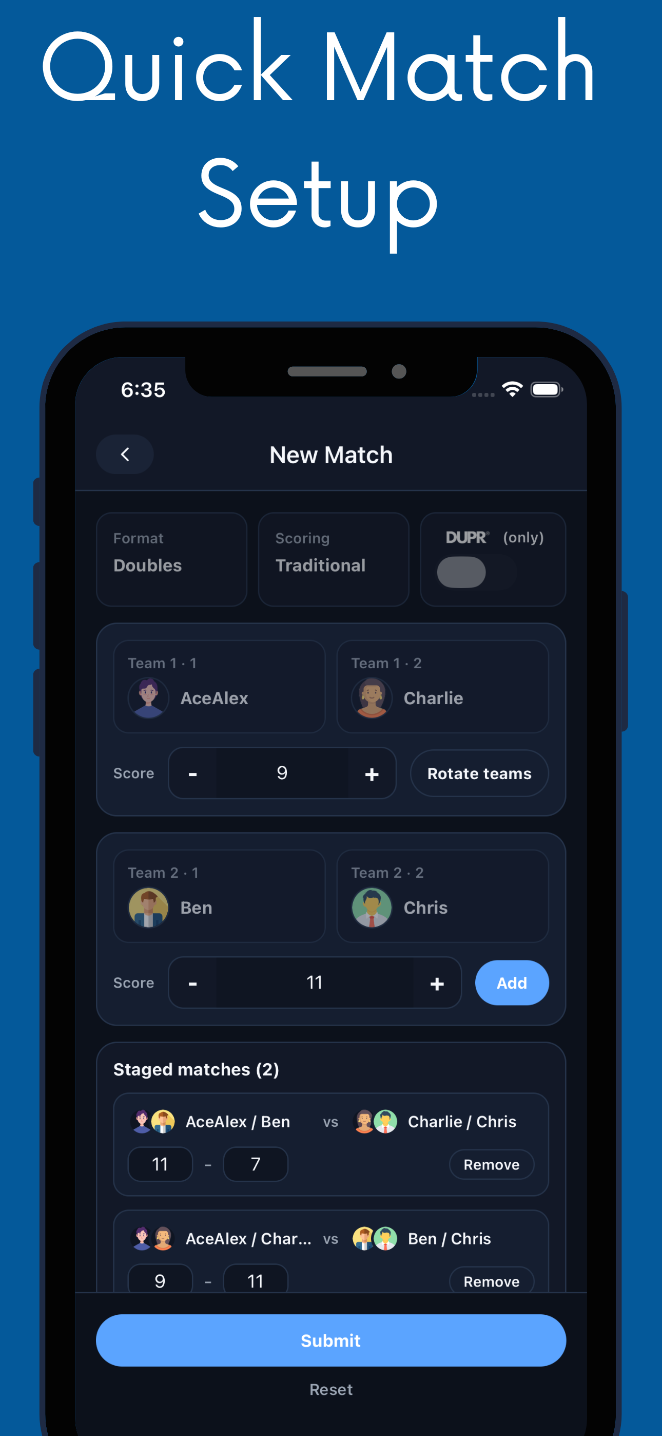 Pickleball Scheduler & Tracker
