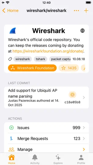 Capture d'écran de Tanuki For GitLab sur iPhone 2