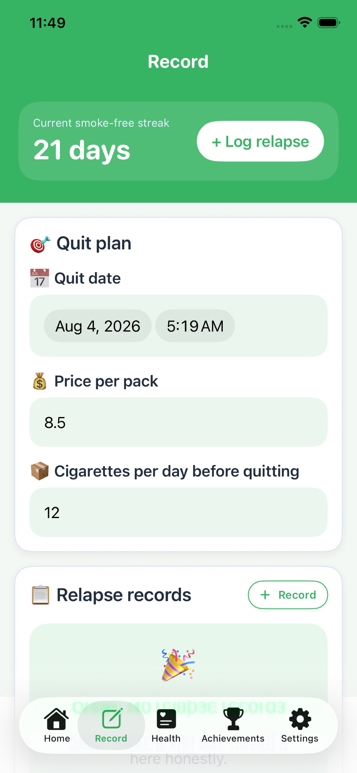 Screenshot 2 of Quit Smoking - Craving Journal