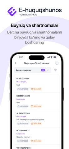E-huquqshunos Yuridik markaz iPhone screenshot
