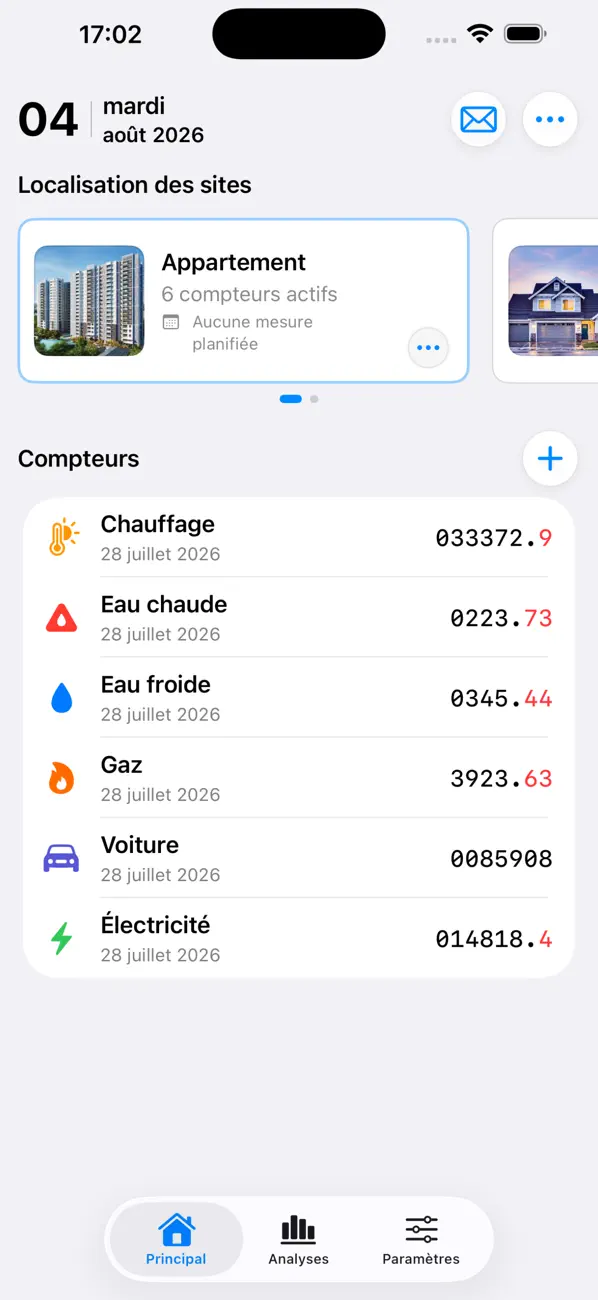 Screenshot #1 pour Utility Meter Log – Compteurs