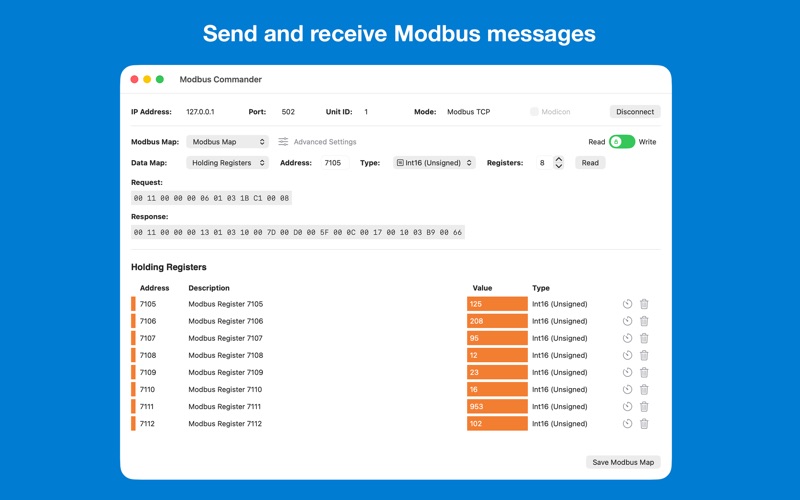 Modbus Commander app screenshot