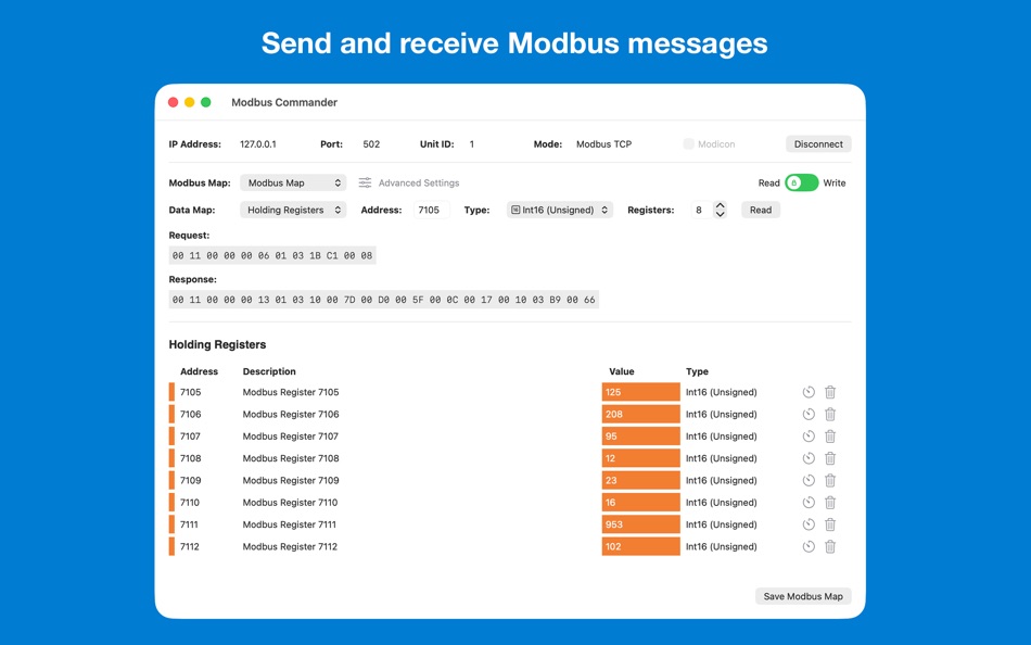 #1. Modbus Commander (macOS) di: Andrew Webb