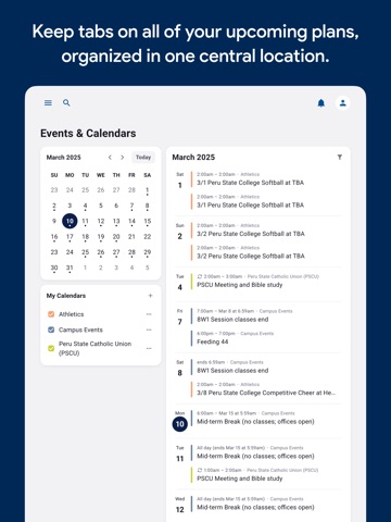 Peru State College Portal iPad screenshot