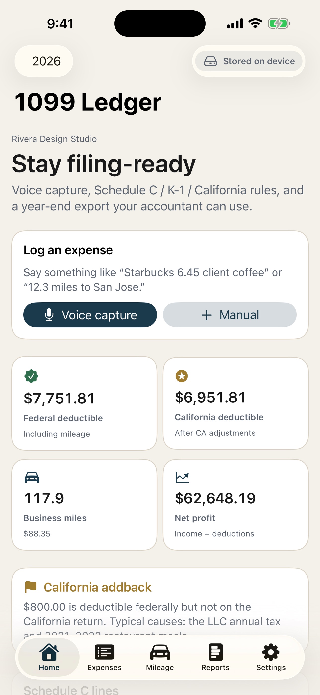 Screenshot 1 of Contractor Expense Logger