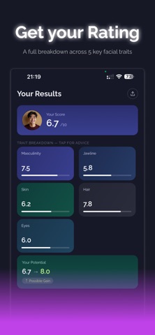 StatFace: AI Looksmaxxing Screenshot 2 of 4