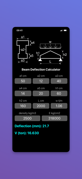 Beam Deflection Calculator Screenshot 1 of 6