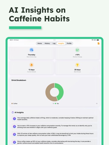 Caffeine Tracker - BrewScan iPad screenshot