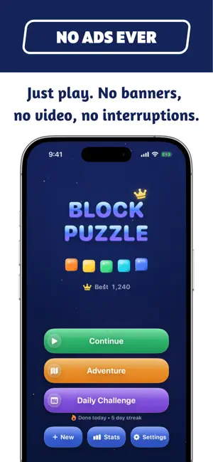 Simply Block Puzzle - No Ads screenshot 1