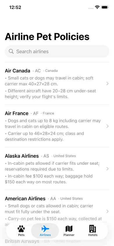 Pet Travel Planner screenshot 2