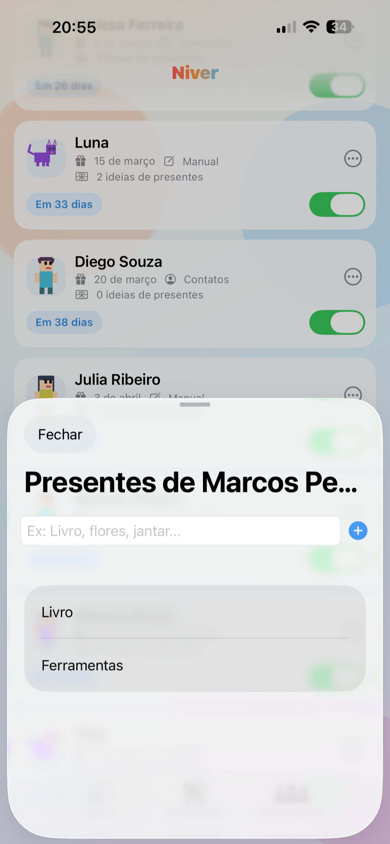 Niver: Lembrete de Aniversário