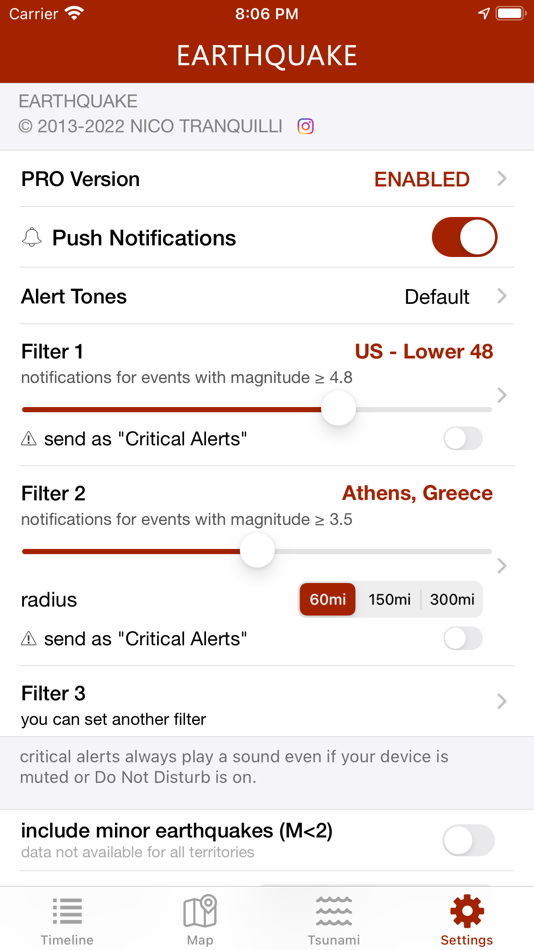 #3. Earthquake - alerts and map (iOS) 由: Nico Tranquilli