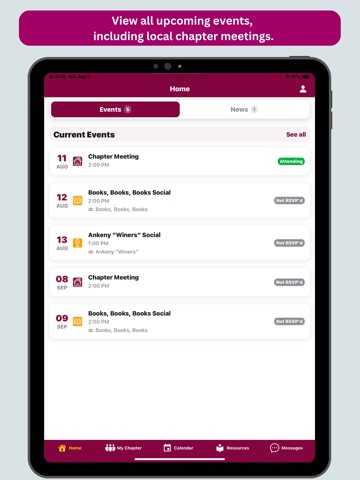 P.E.O. App iPad screenshot
