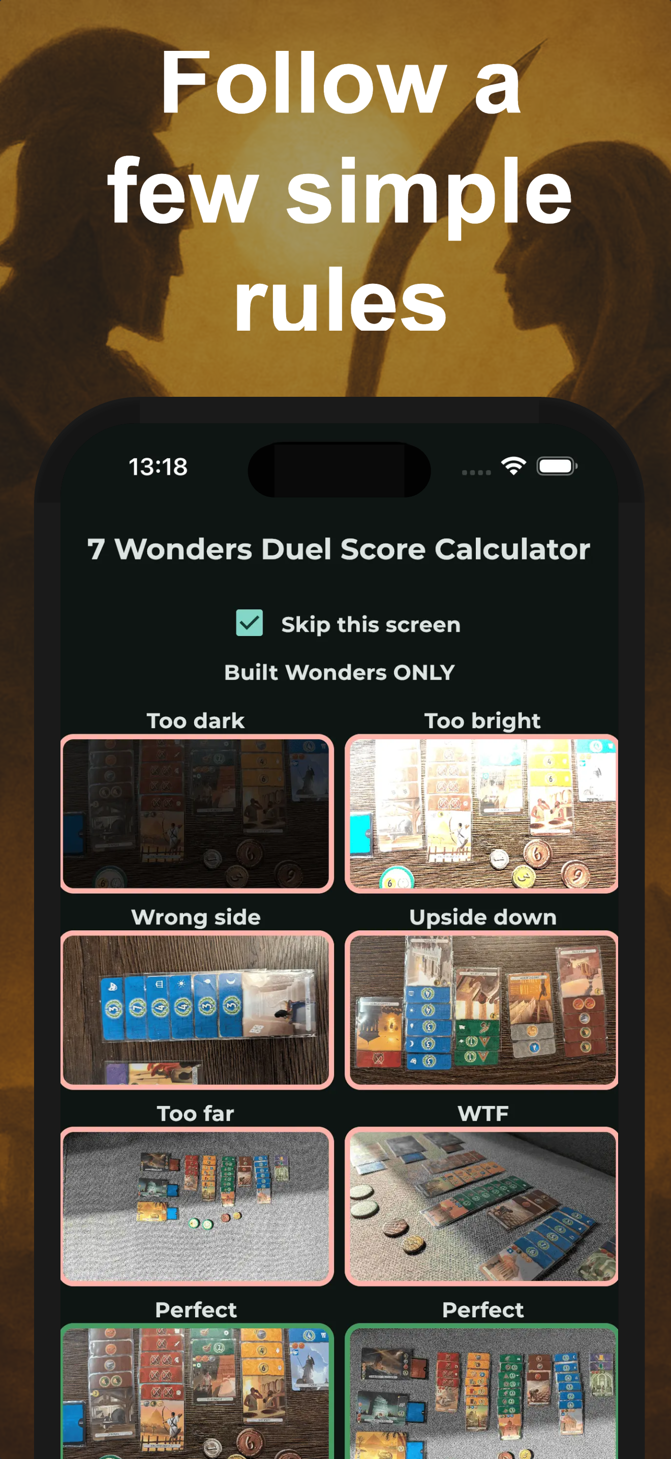 Score 7 Wonders Duel via Photo