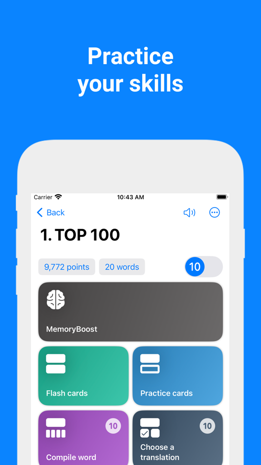 #2. Words - Learn Languages Fast (iOS) Ved: Andrey Lebedev
