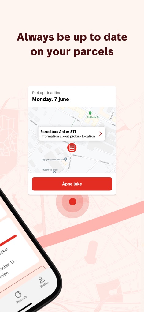 Posten - Users benefit from real-time pickup deadlines and a map-based view of parcelbox locations, simplifying package retrieval.