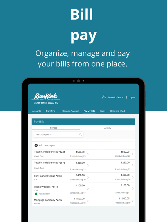 RWCU Mobile iPad screenshot 7 - Finance app