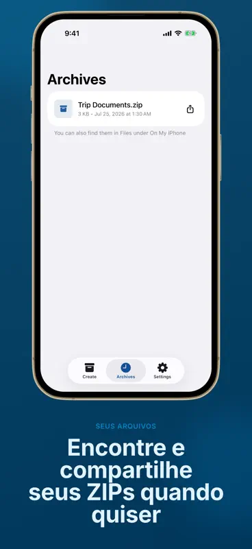 Criar ZIP: arquivos e fotos screenshot 3 of 4