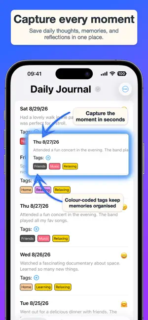 Daily Journal Diary with tags screenshot 1