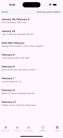 WEC NZ Prayer App screenshot
