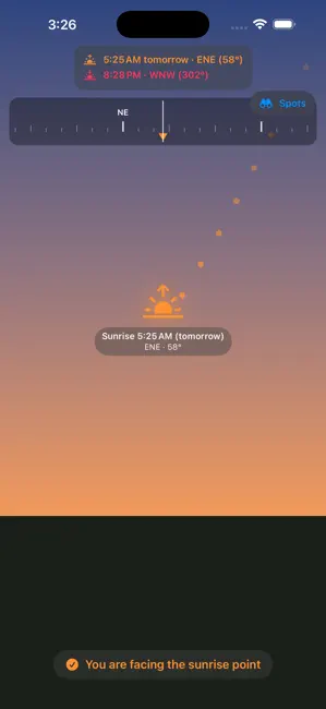 Sunrise Compass iPhone screenshot 1